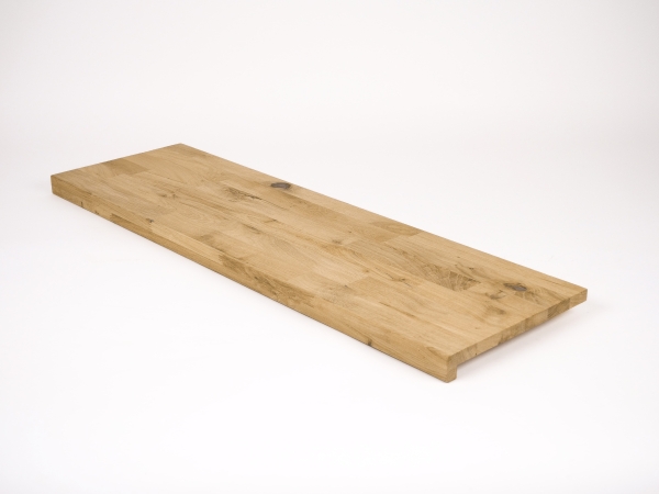 Stair Tread Window Sill Shelf Oak Rustic 20 mm, finger joint lamella KGZ, brushed, untreated, 20x300x1000 mm with overhang